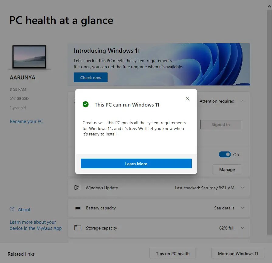 Windows11のインストールと互換性のあるシステム